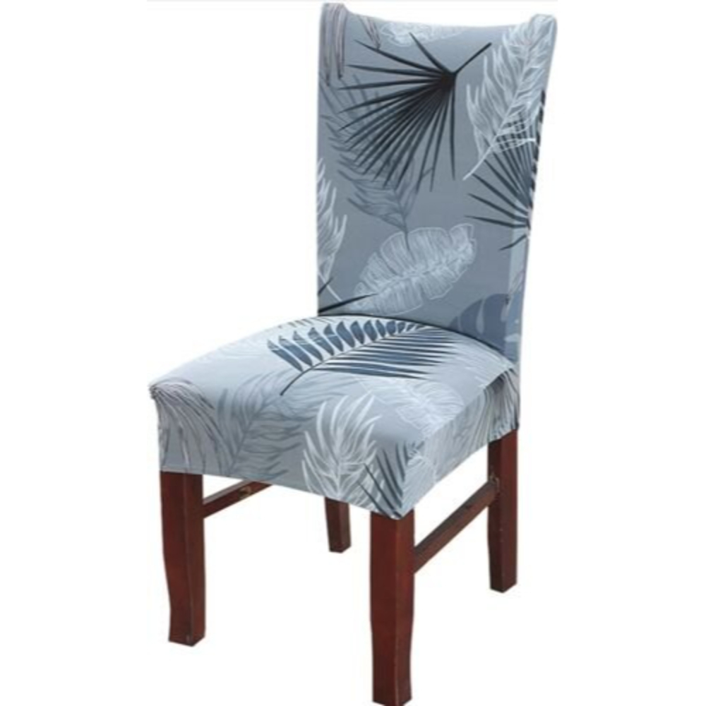 4 Lalluxy Stretchy Chair Slipcovers For Dining Room Seat Covers Blue Palm Leaves